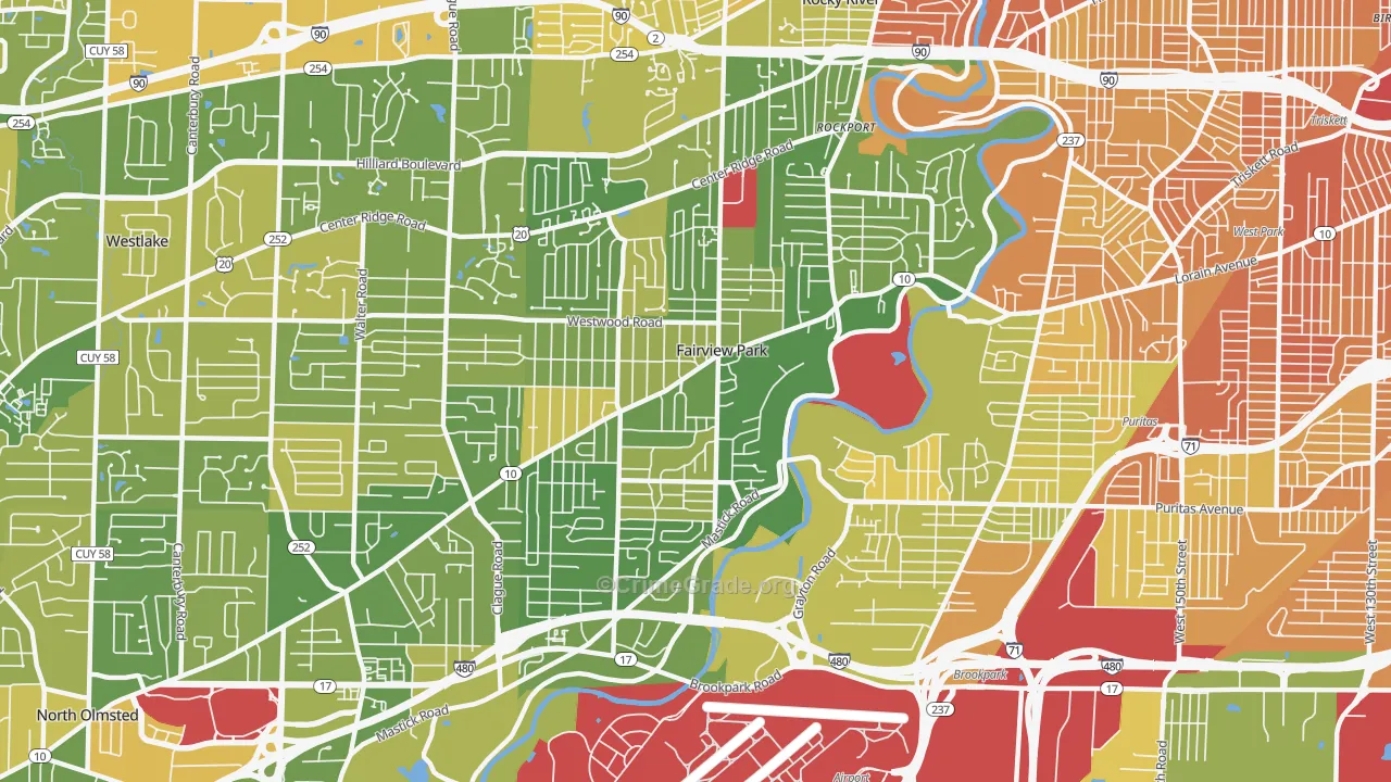 Fairview Park, OH Map of Murder Rates