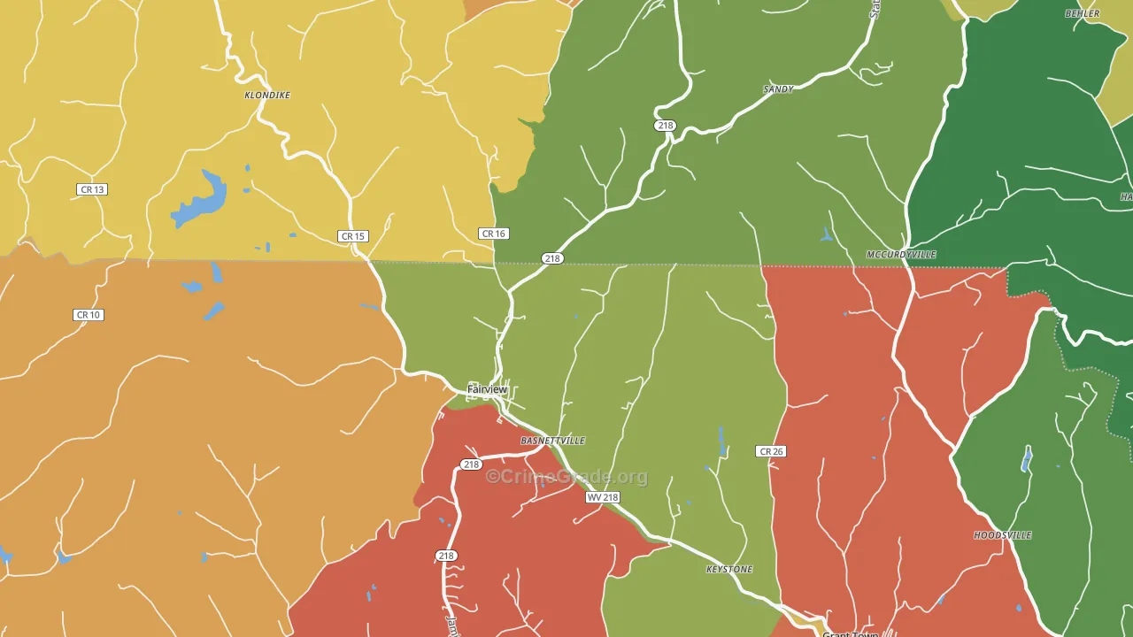 Fairview, WV Map of Murder Rates