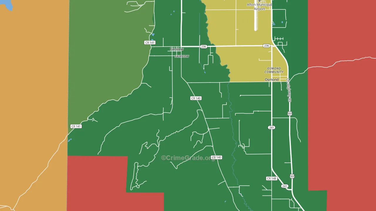 Fairview, WY Map of Murder Rates