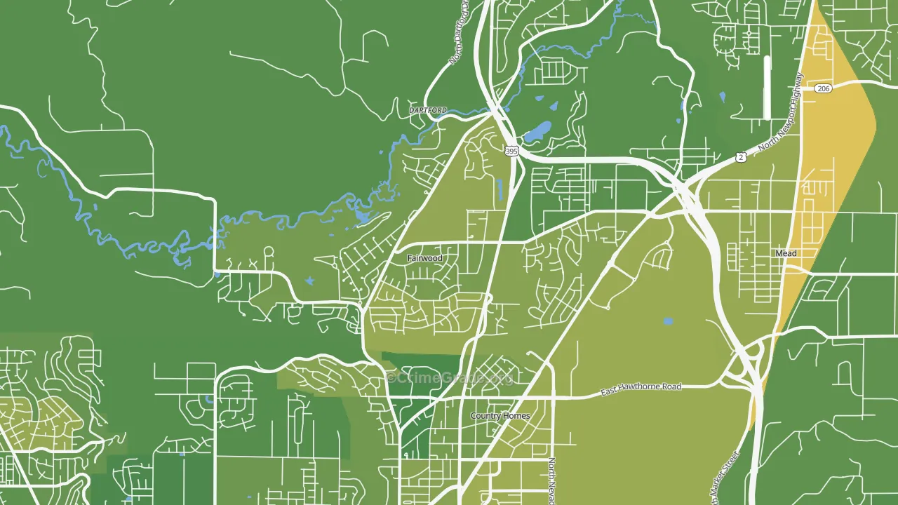 fairwood, Spokane, WA Map of Murder Rates