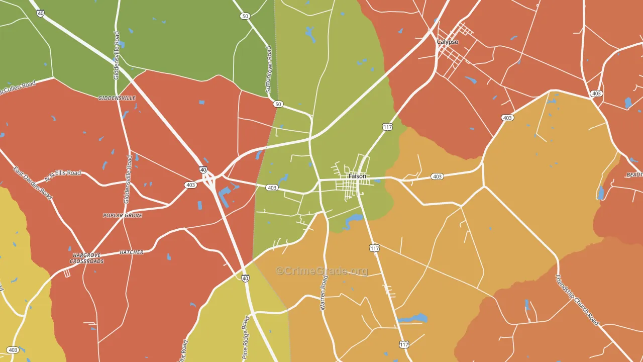 Faison, NC Map of Murder Rates