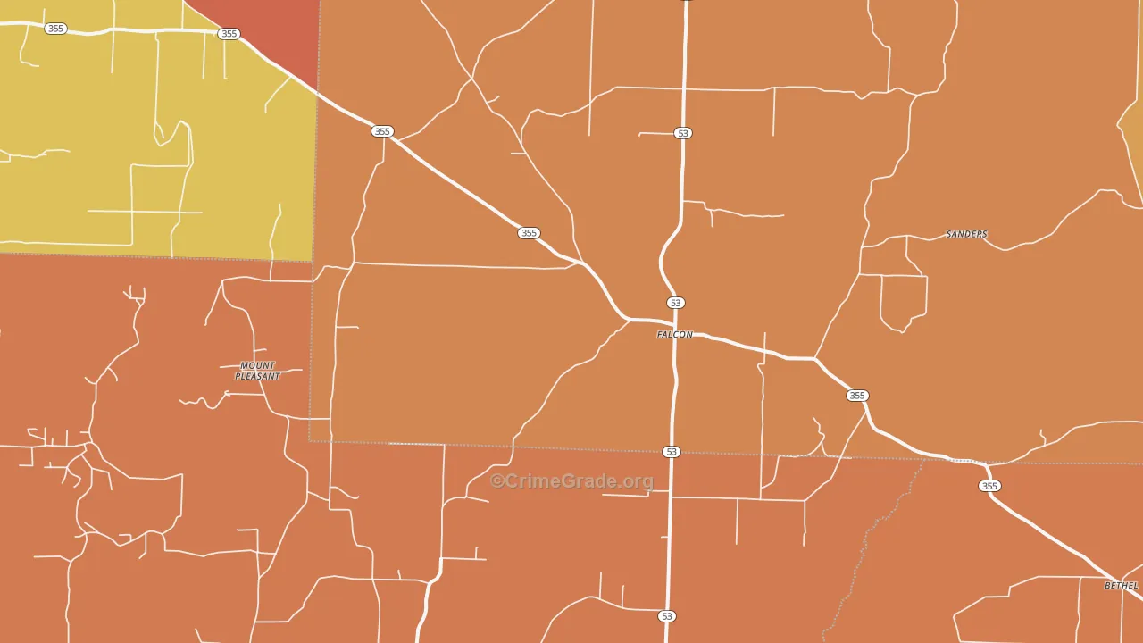 Falcon, AR Map of Murder Rates