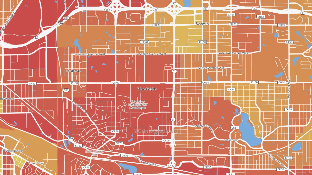 Falcon Heights, MN Map of Murder Rates