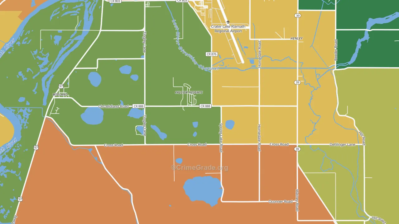Falcon Heights, OR Map of Murder Rates