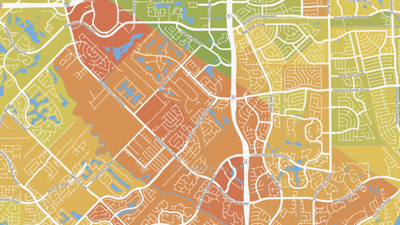 Falcon Landing, Katy, TX Map of Murder Rates