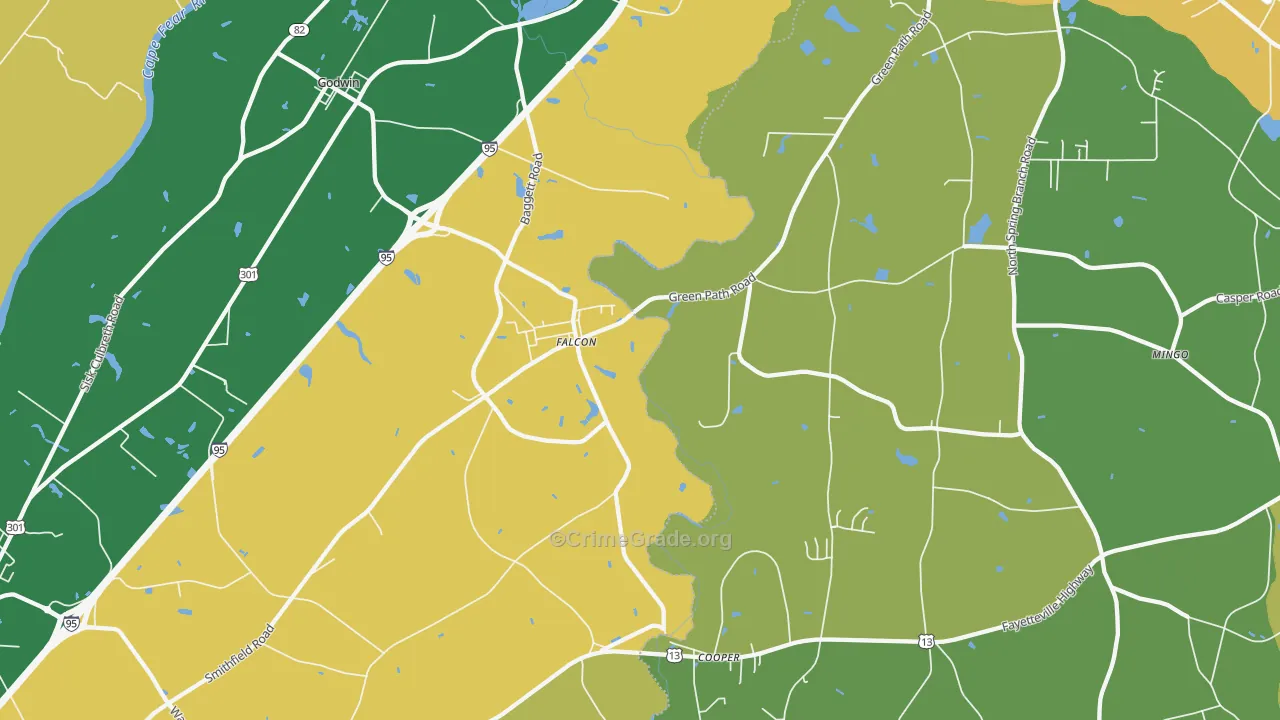 Falcon, NC Map of Murder Rates