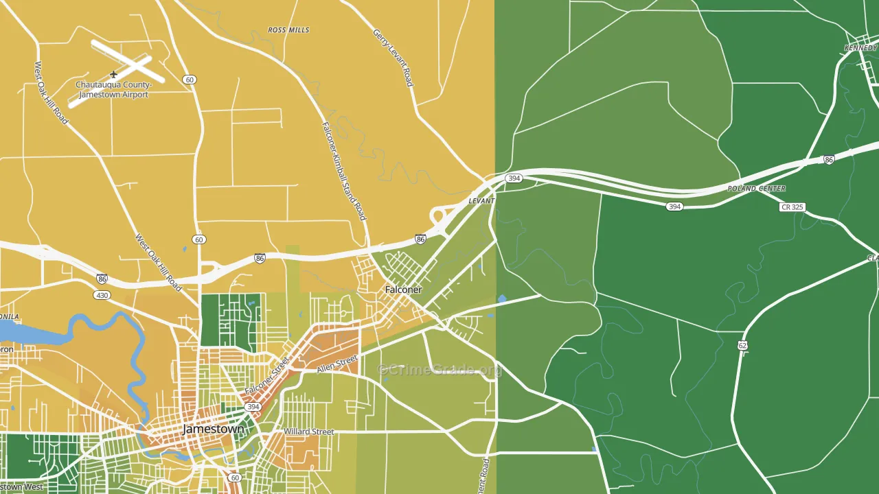 Falconer, NY Map of Murder Rates