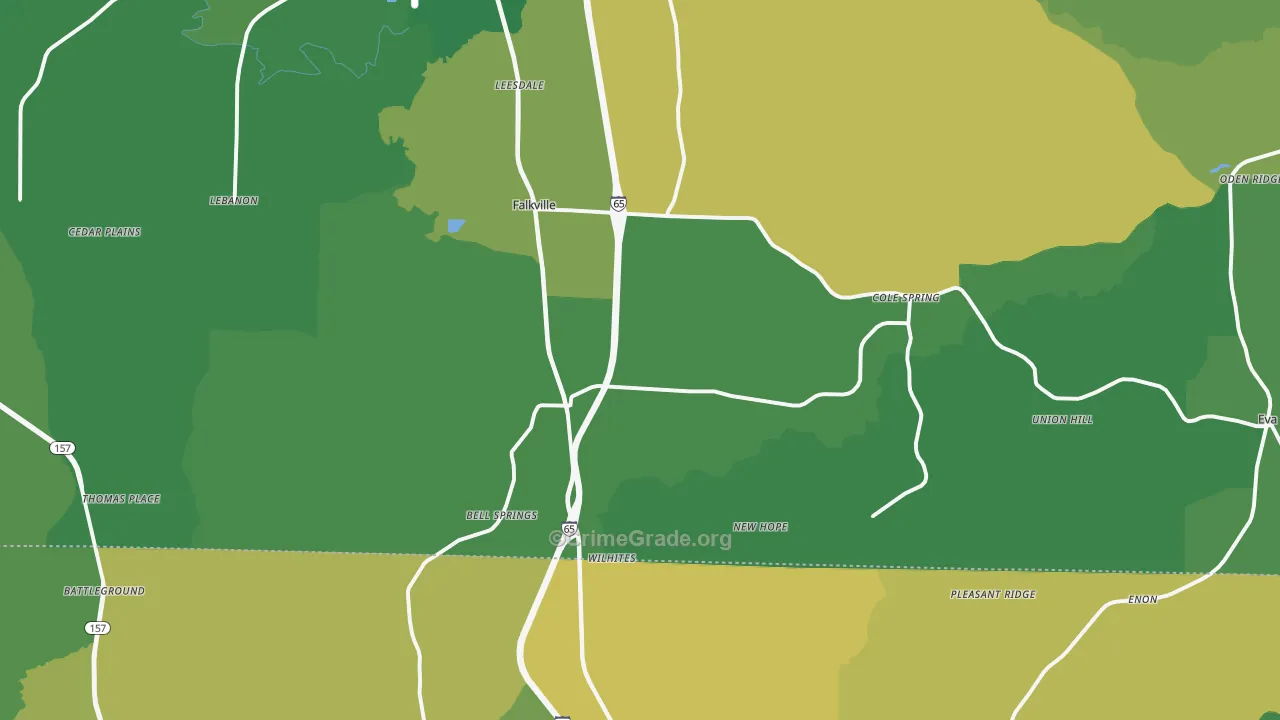 Falkville, AL Map of Murder Rates