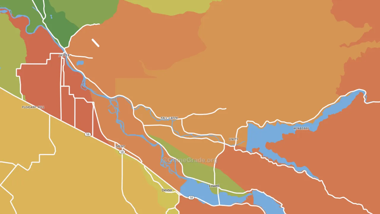 Fall Creek, OR Map of Murder Rates