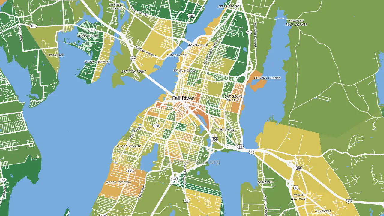 Fall River, MA Map of Murder Rates