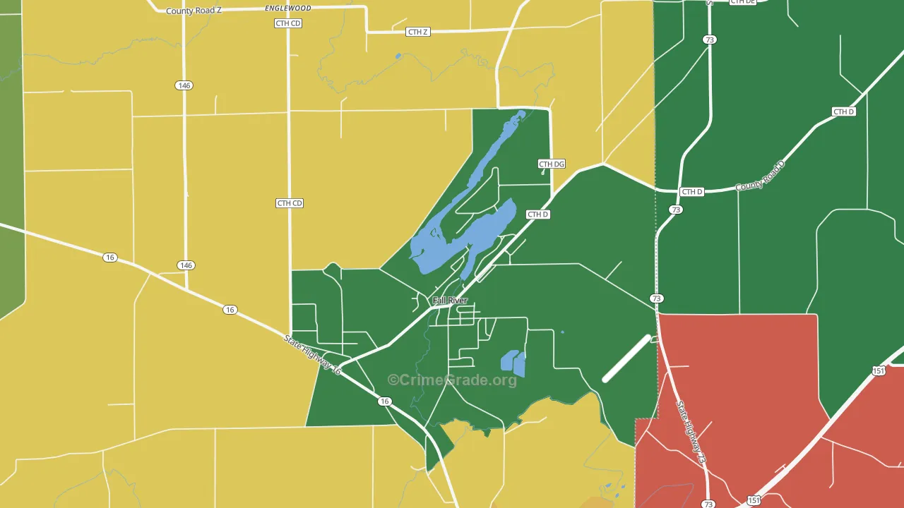 Fall River, WI Map of Murder Rates