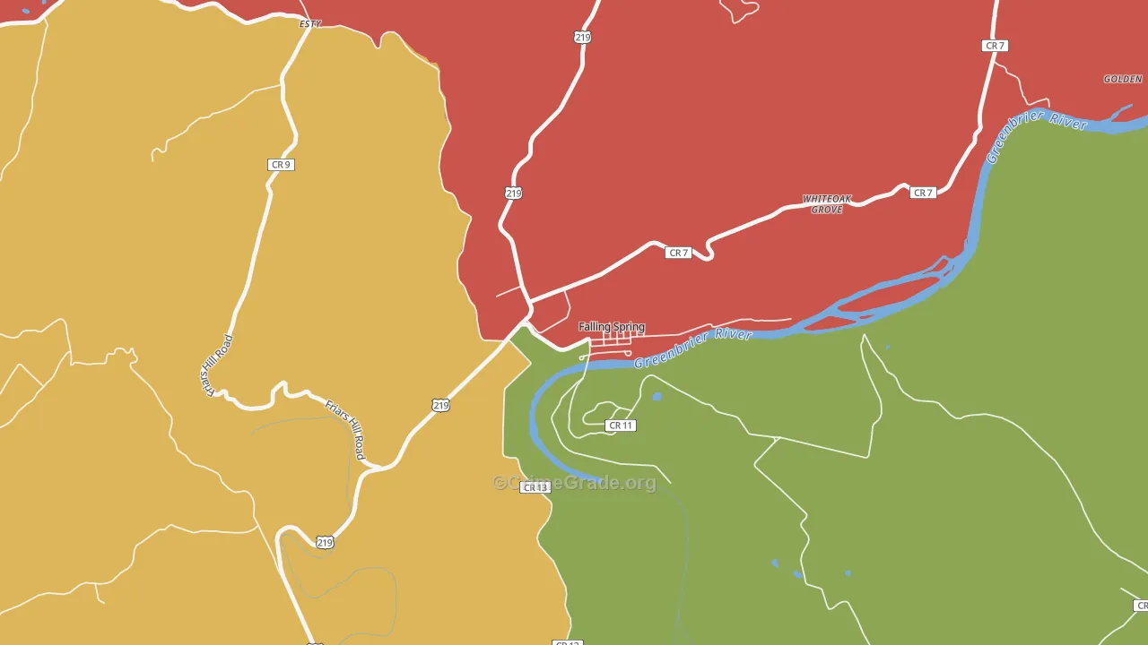 Falling Spring, WV Map of Murder Rates