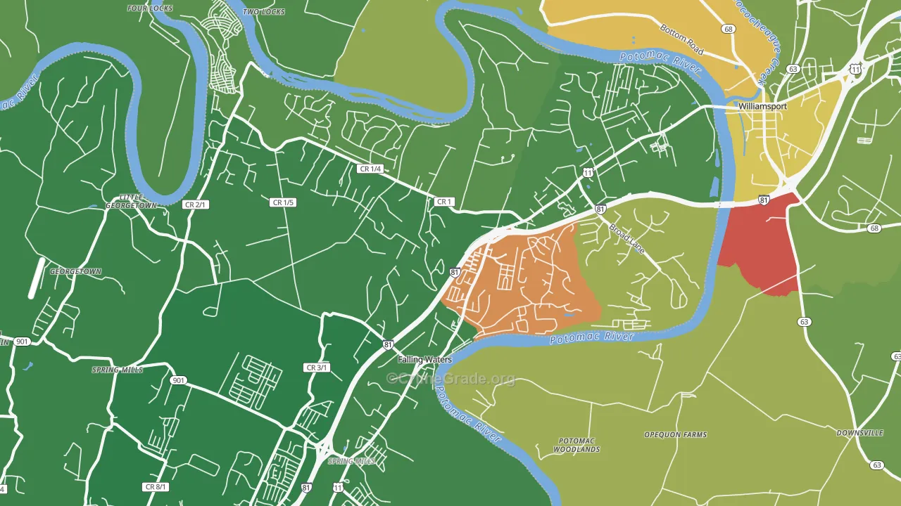 Falling Waters, WV Map of Murder Rates