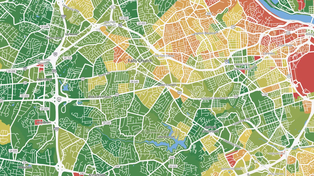 Falls Church, VA Map of Murder Rates