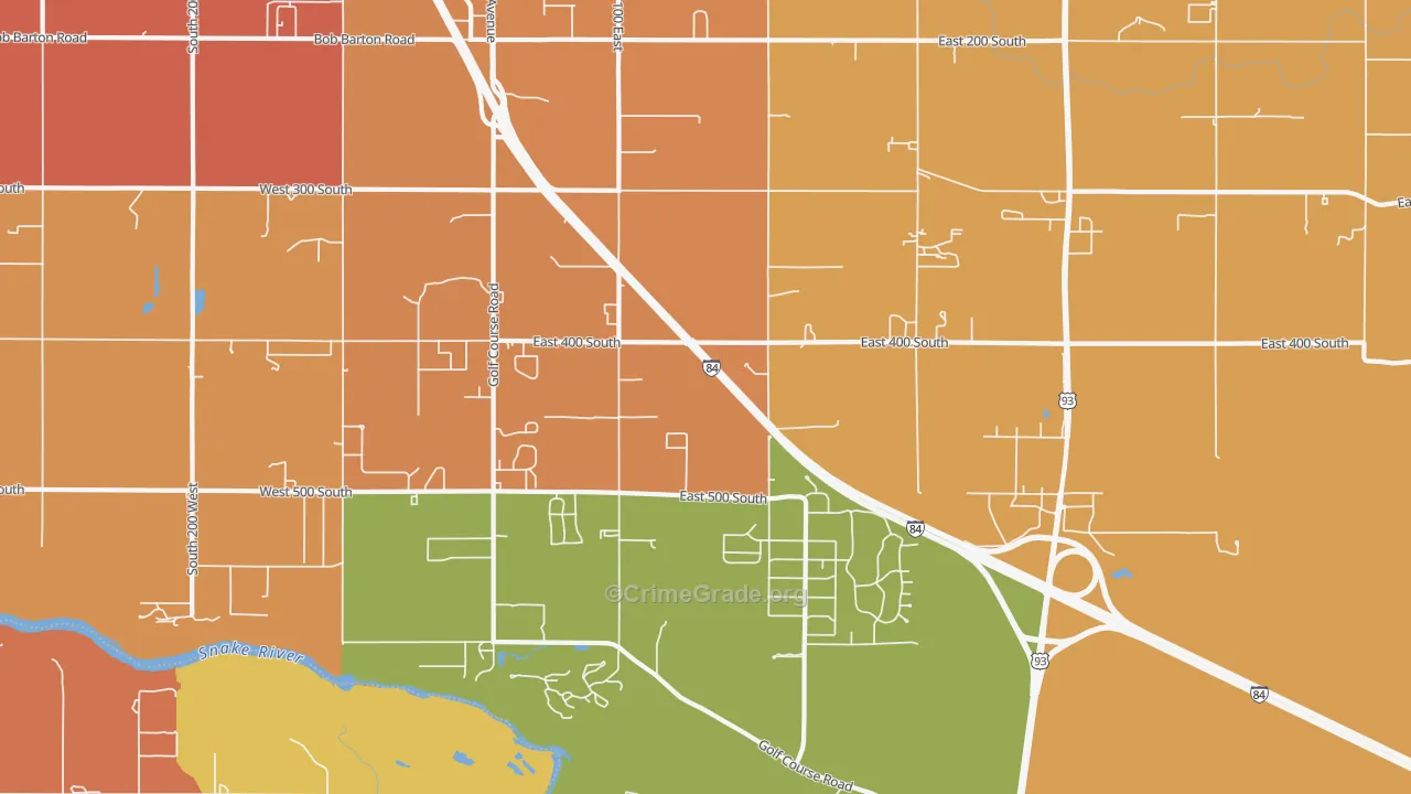 Falls City, ID Map of Murder Rates