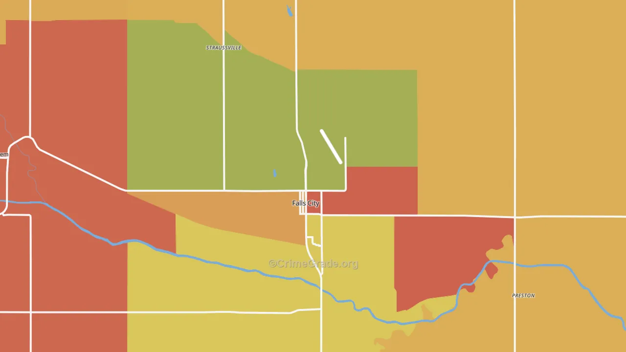 Falls City, NE Map of Murder Rates