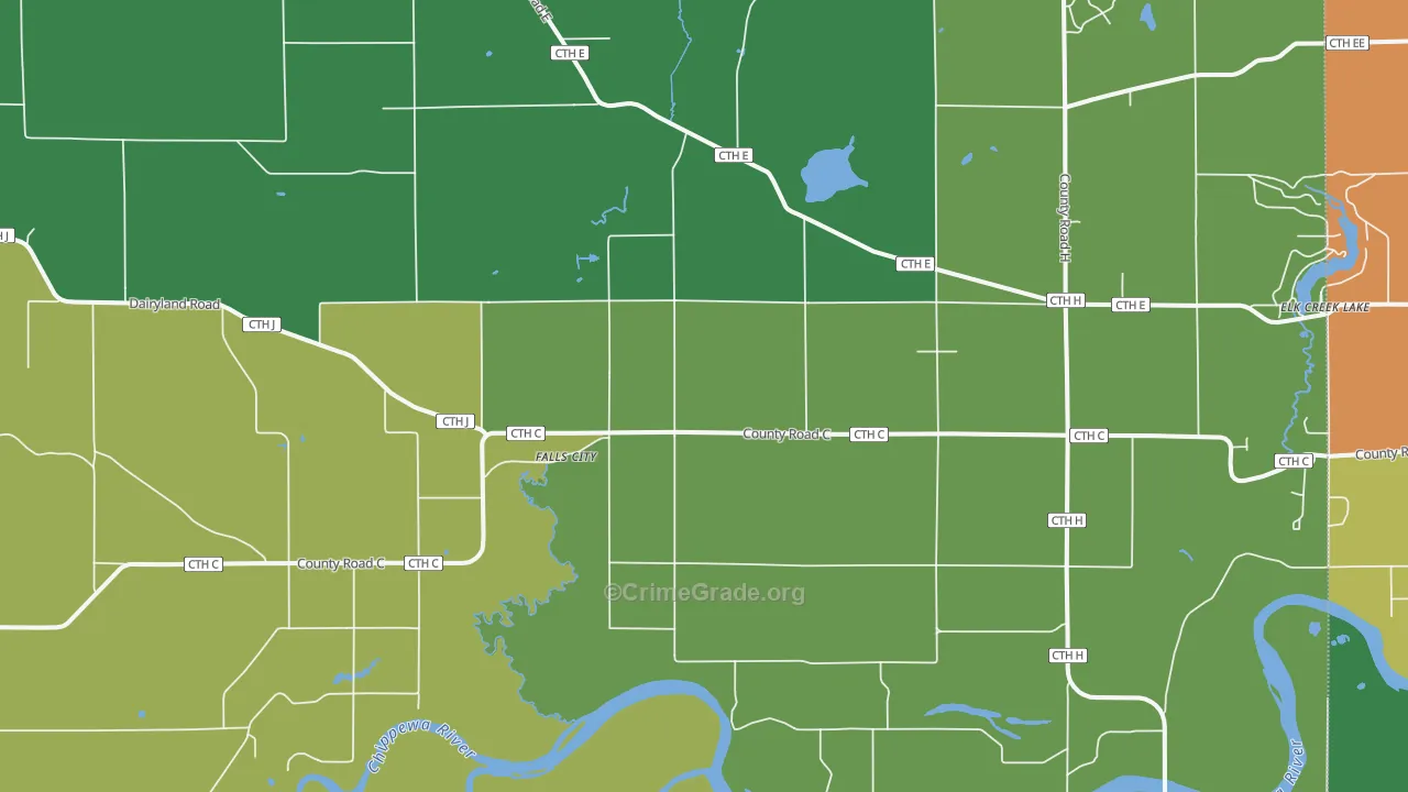 Falls City, WI Map of Murder Rates