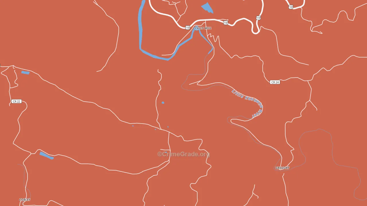 Falls Mill, WV Map of Murder Rates