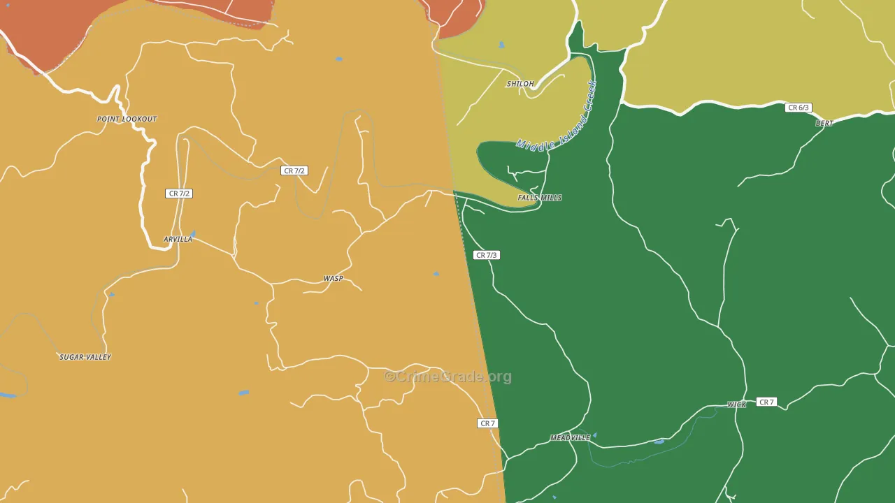 Falls Mills, WV Map of Murder Rates