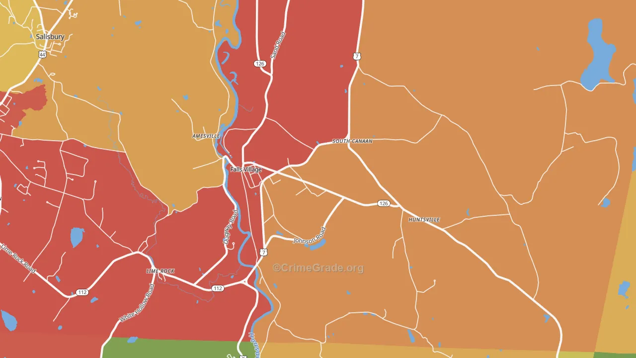 Falls Village, CT Map of Murder Rates