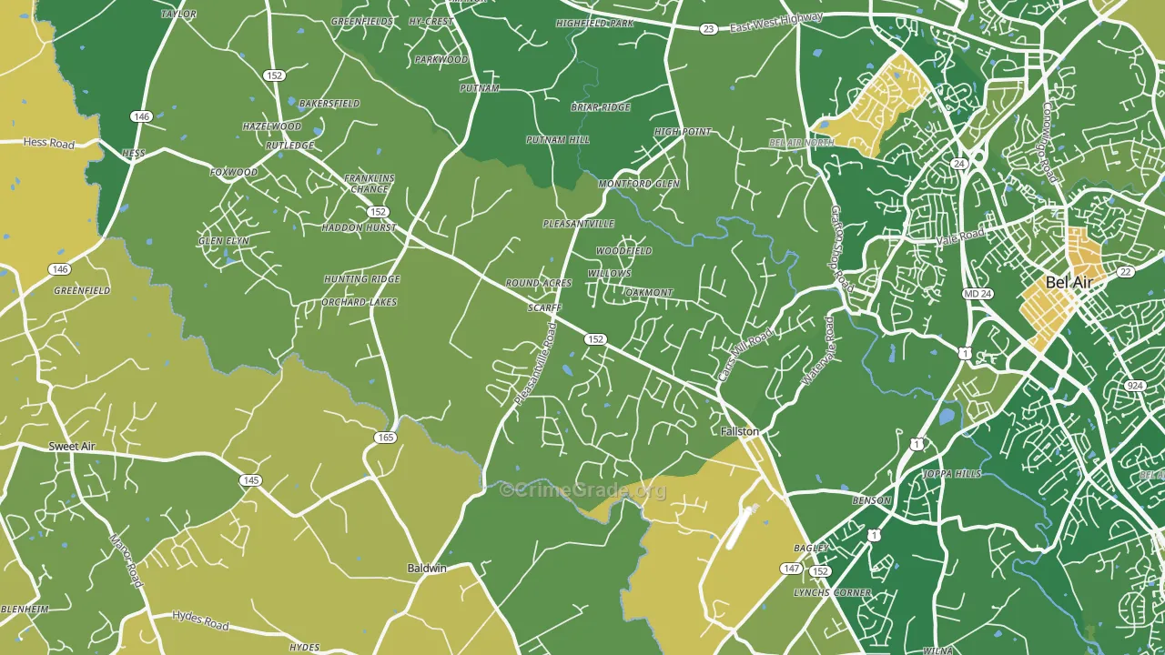 Fallston, MD Map of Murder Rates