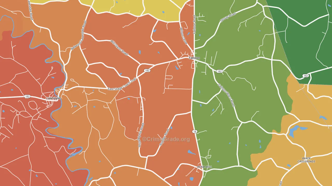 Fallston, NC Map of Murder Rates