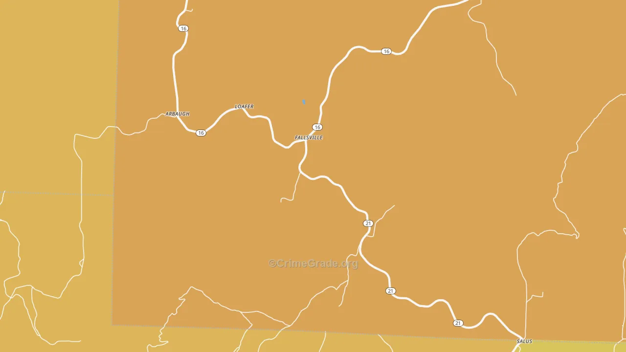 Fallsville, AR Map of Murder Rates