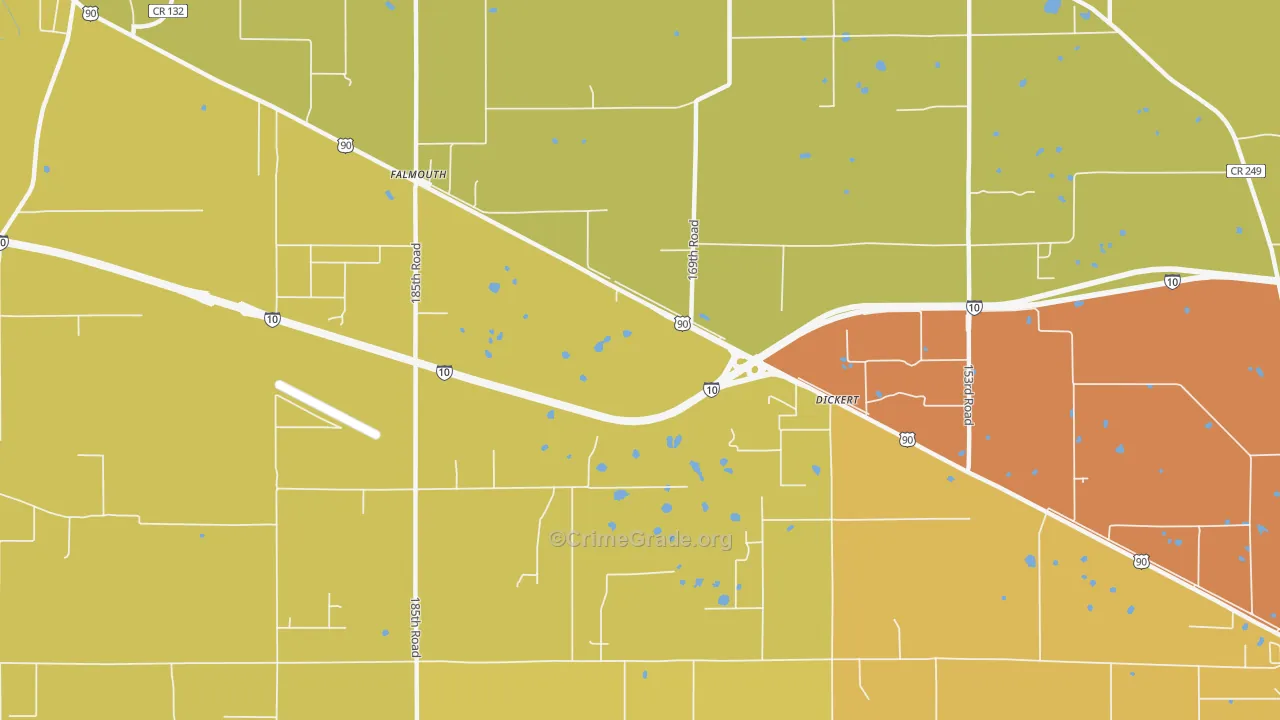 Falmouth, FL Map of Murder Rates