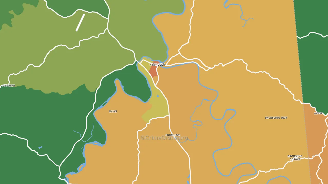 Falmouth, KY Map of Murder Rates