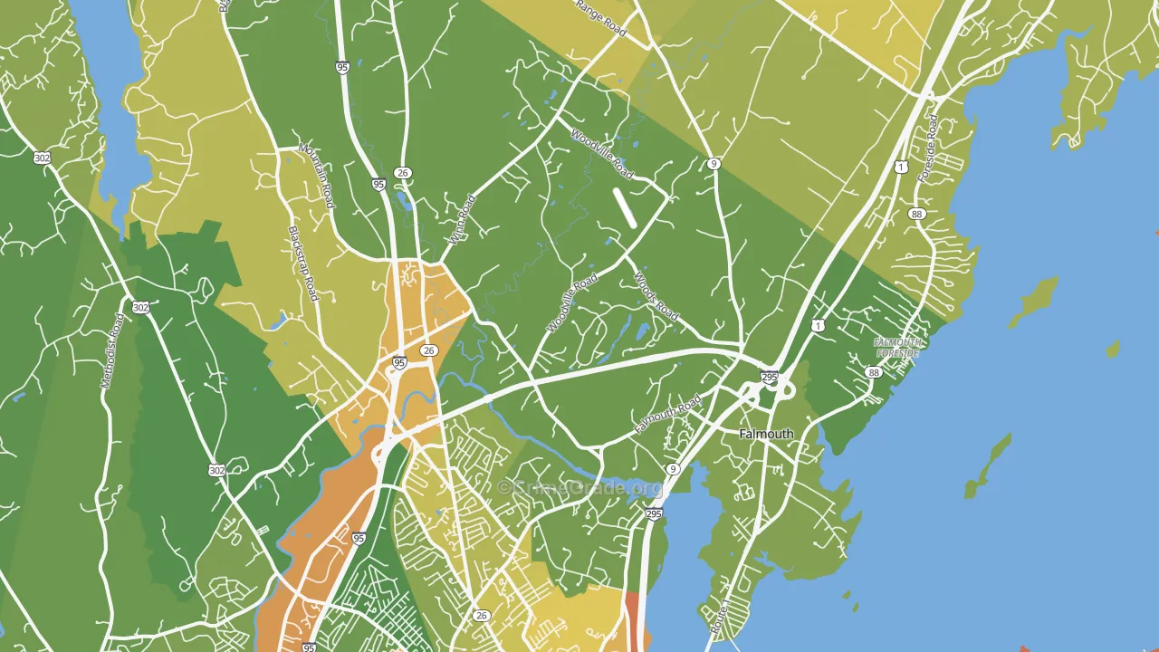 Falmouth, ME Map of Murder Rates