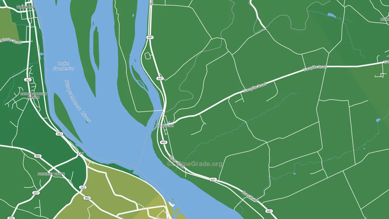 Falmouth, PA Map of Murder Rates