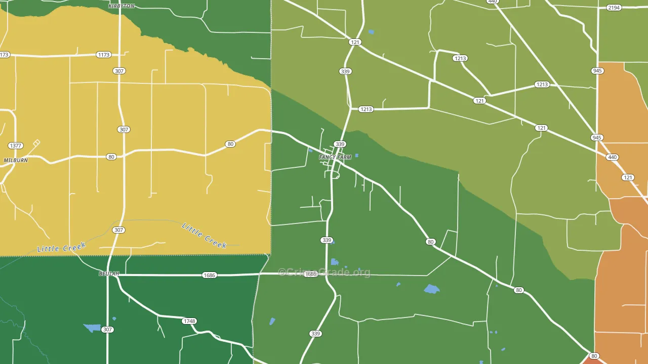 Fancy Farm, KY Map of Murder Rates