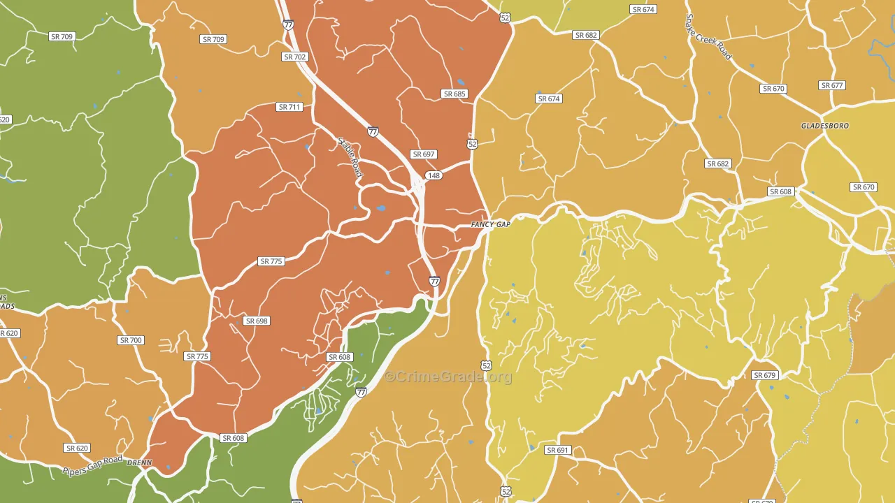 Fancy Gap, VA Map of Murder Rates