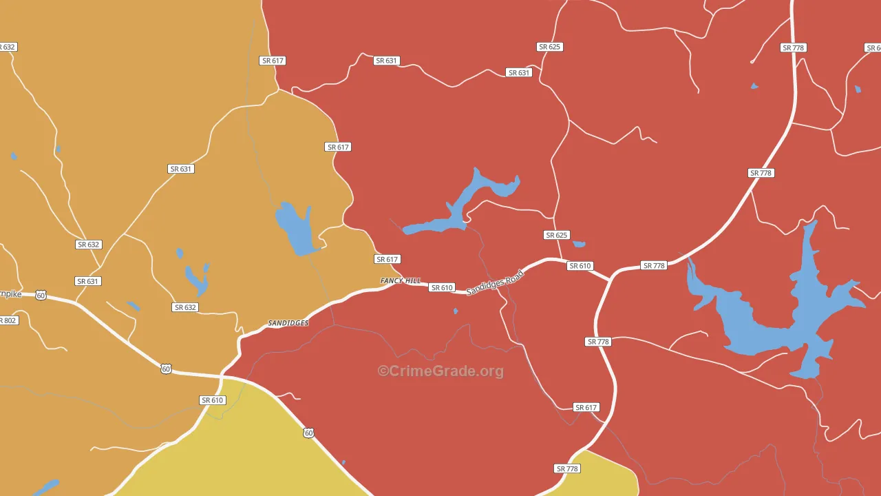 Fancy Hill, VA Map of Murder Rates