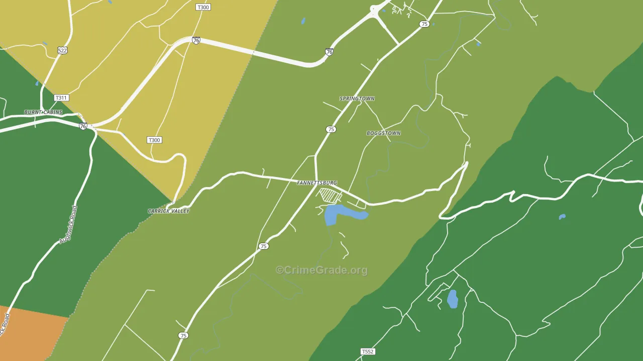 Fannettsburg, PA Map of Murder Rates