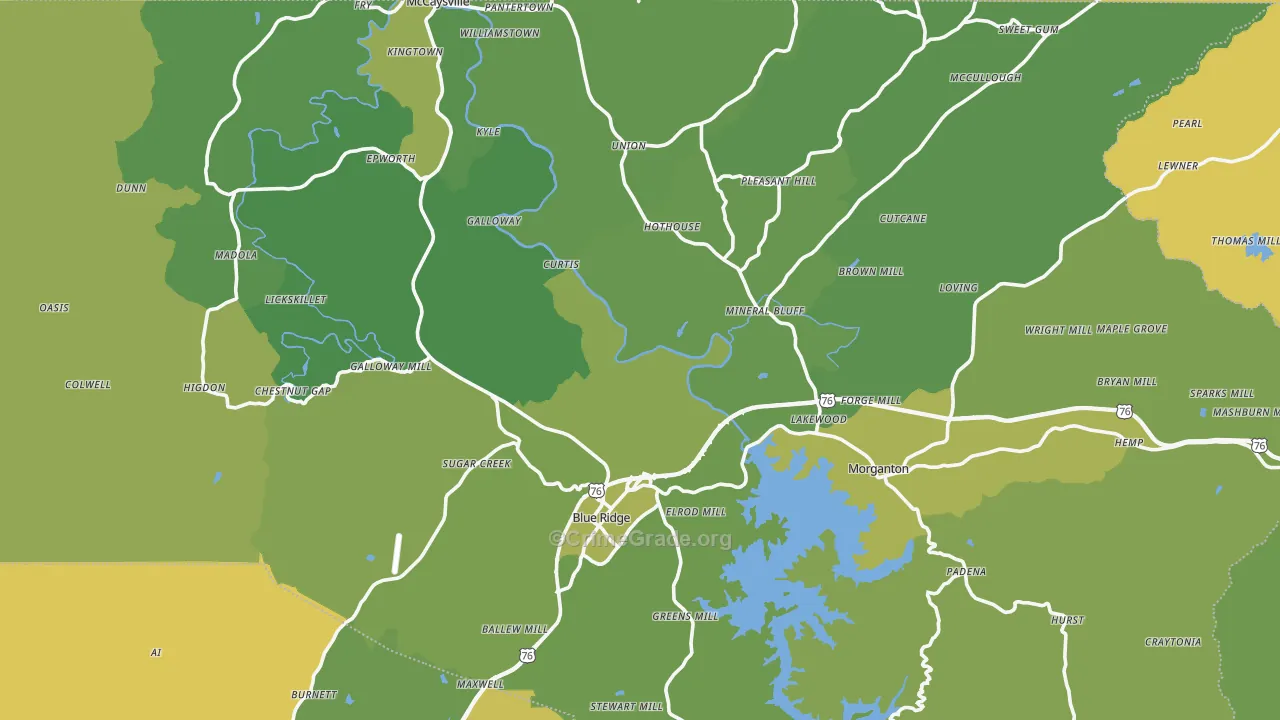 Fannin County, GA Map of Murder Rates
