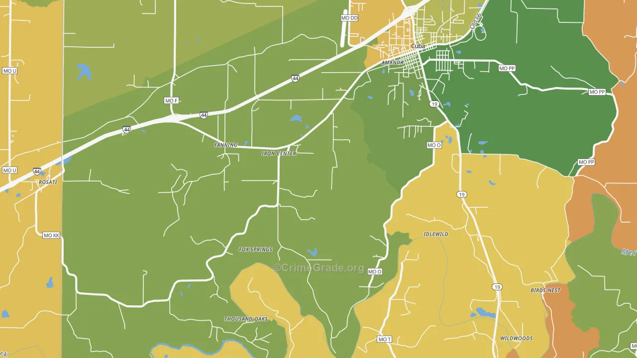 Fanning, MO Map of Murder Rates