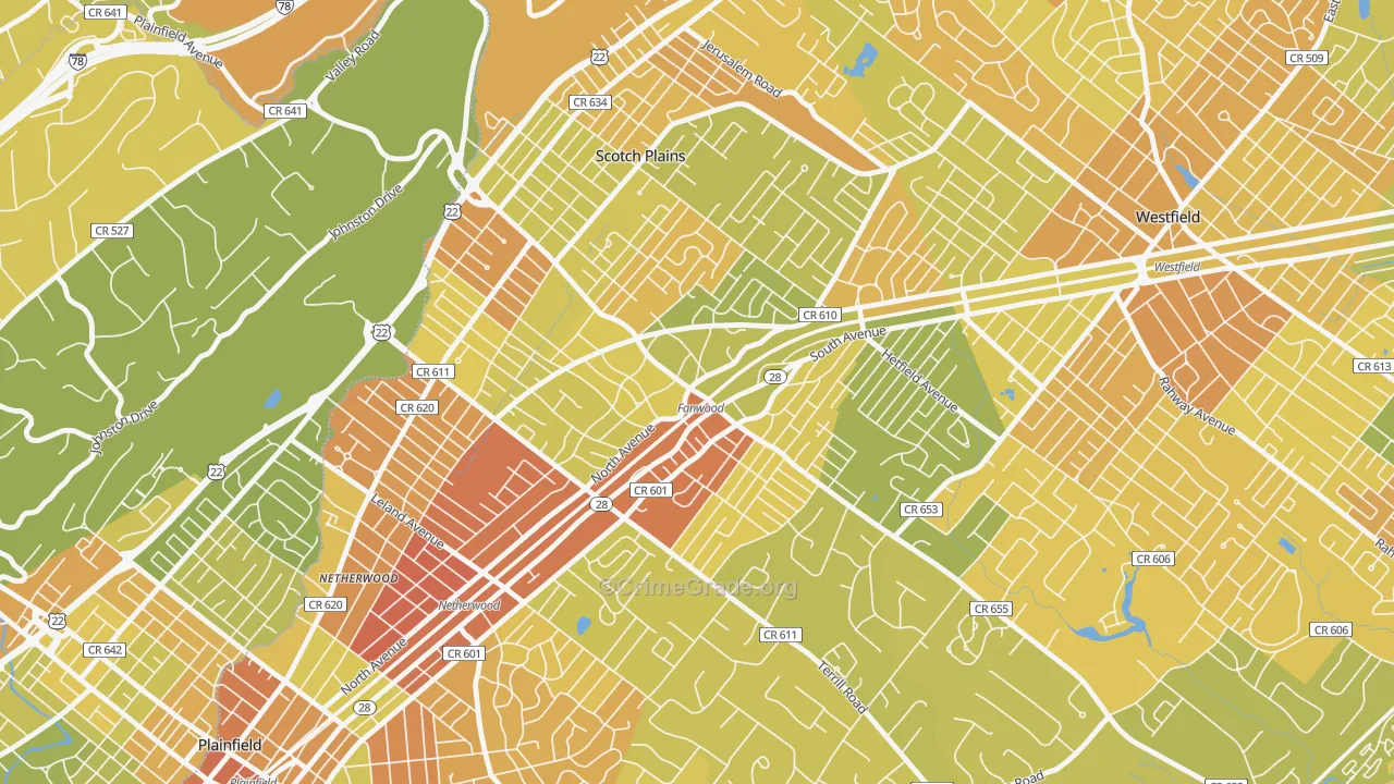 Fanwood, NJ Map of Murder Rates