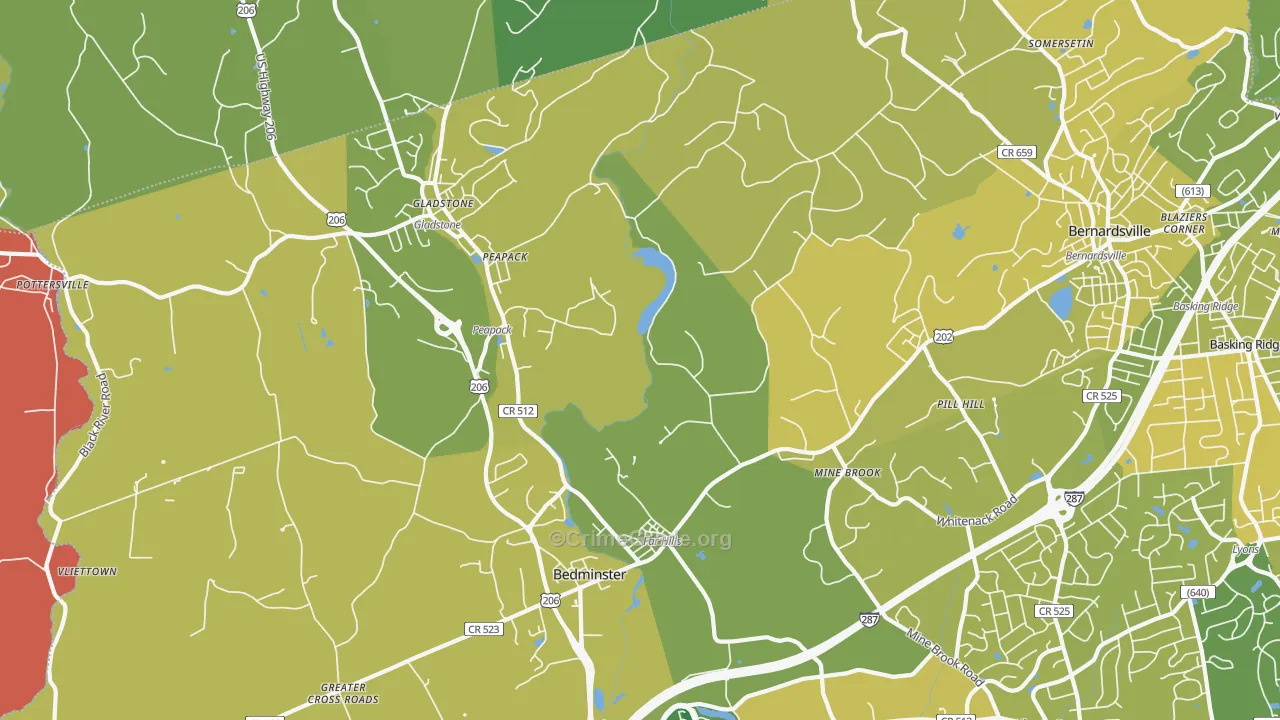 Far Hills, NJ Map of Murder Rates