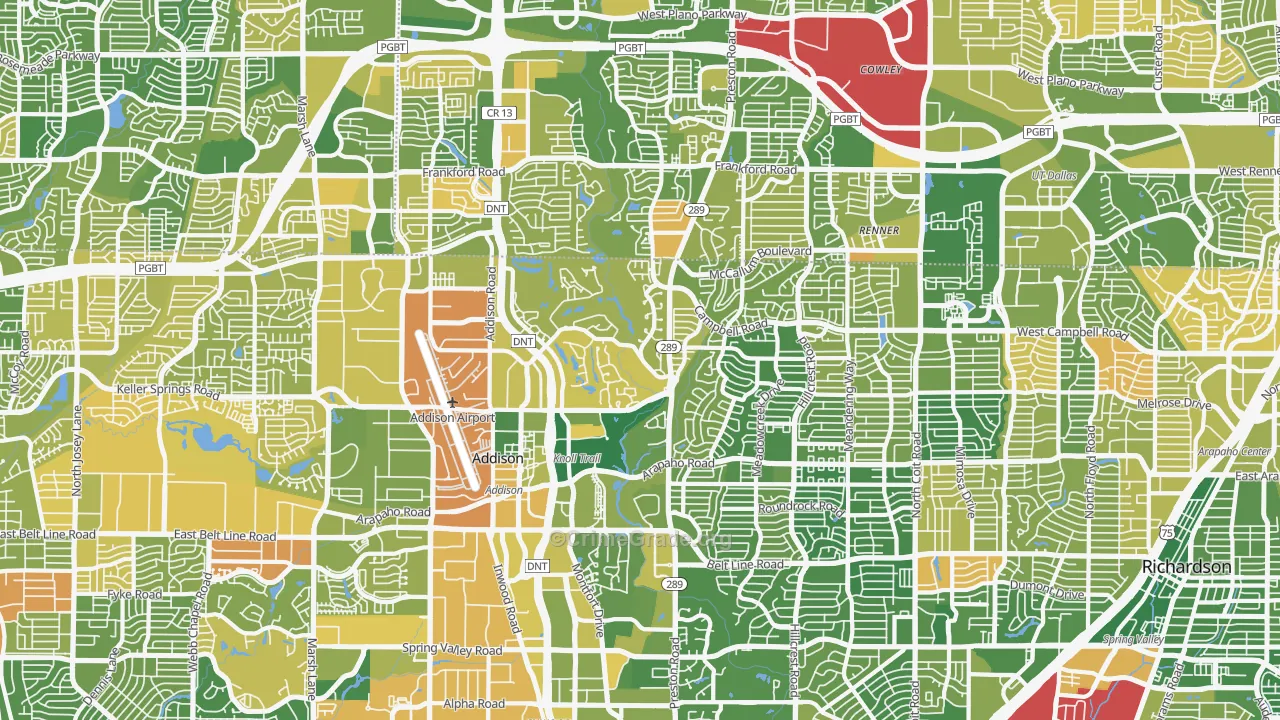 Far North Dallas, Dallas, TX Map of Murder Rates