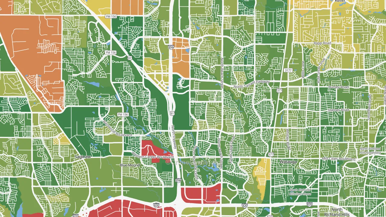 Far North Dallas-Fort Worth, Fort Worth, TX Map of Murder Rates