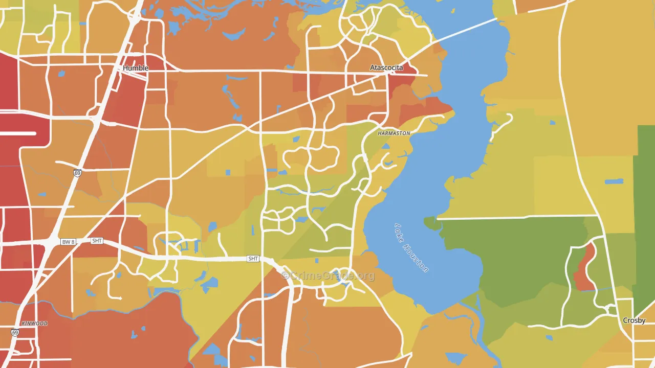 Far Northeast-Houston, Houston, TX Map of Murder Rates