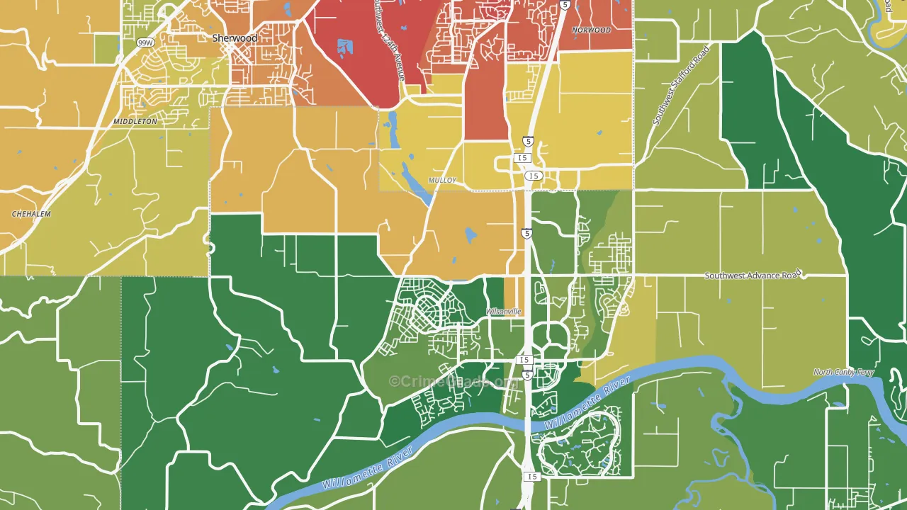 Far West, Wilsonville, OR Map of Murder Rates
