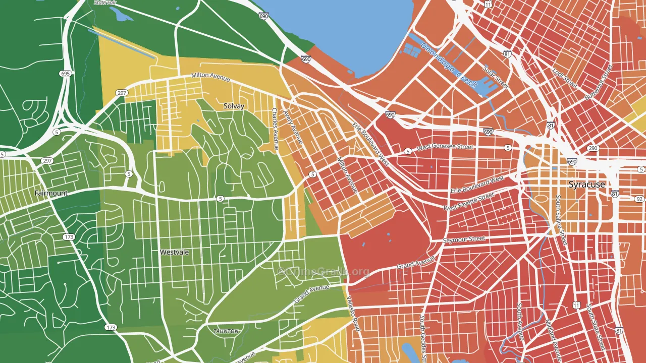 Far Westside, Syracuse, NY Map of Murder Rates