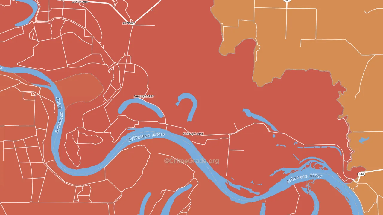 Farelly Lake, AR Map of Murder Rates