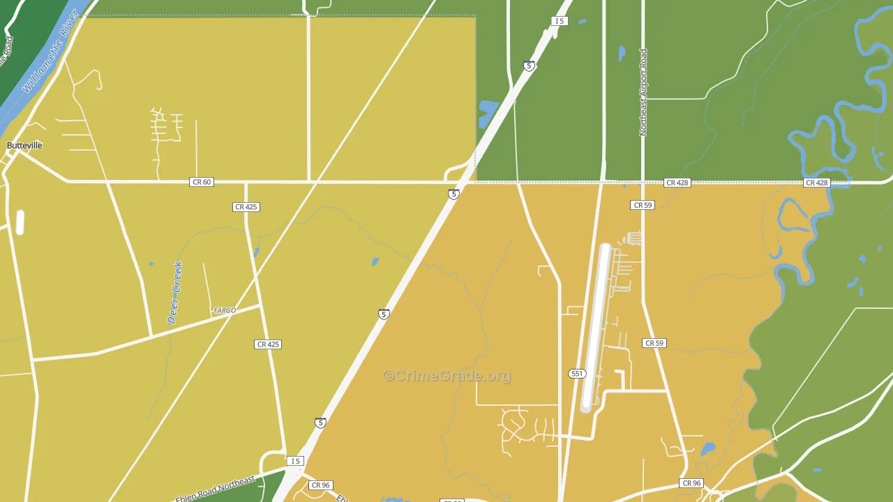 Fargo, OR Map of Murder Rates