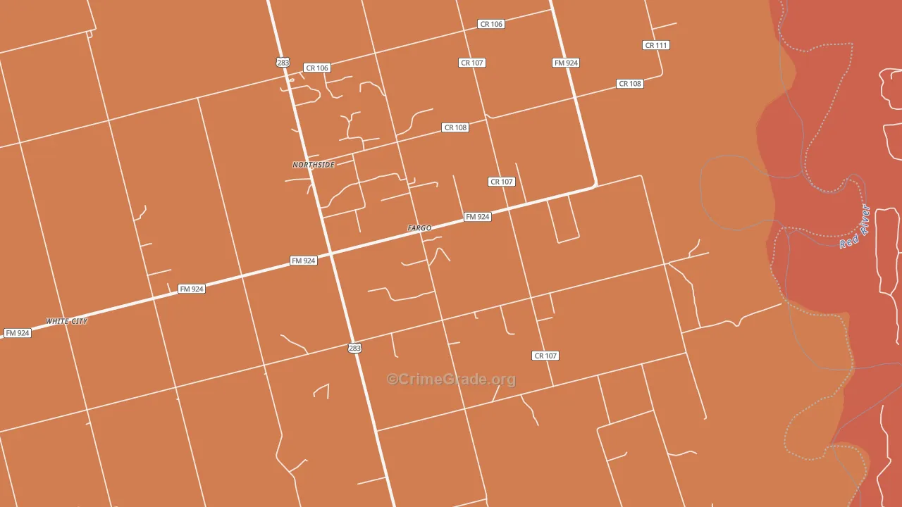 Fargo, TX Map of Murder Rates