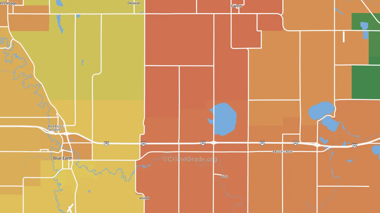 Faribault County, MN Map of Murder Rates
