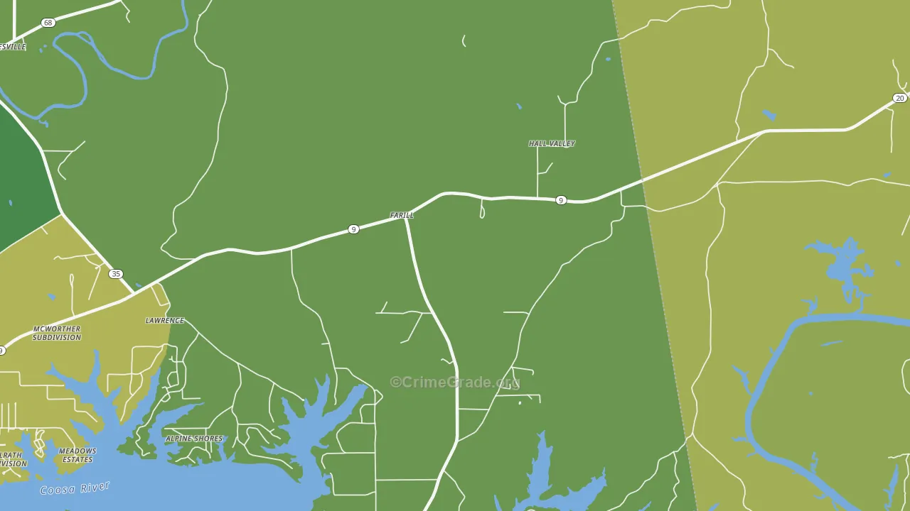 Farill, AL Map of Murder Rates