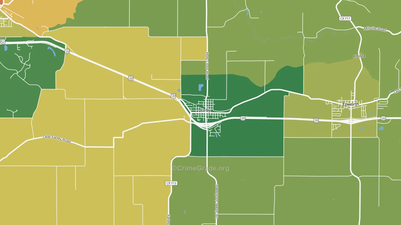 Farley, IA Map of Murder Rates